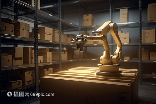 工廠的機械臂在包裝